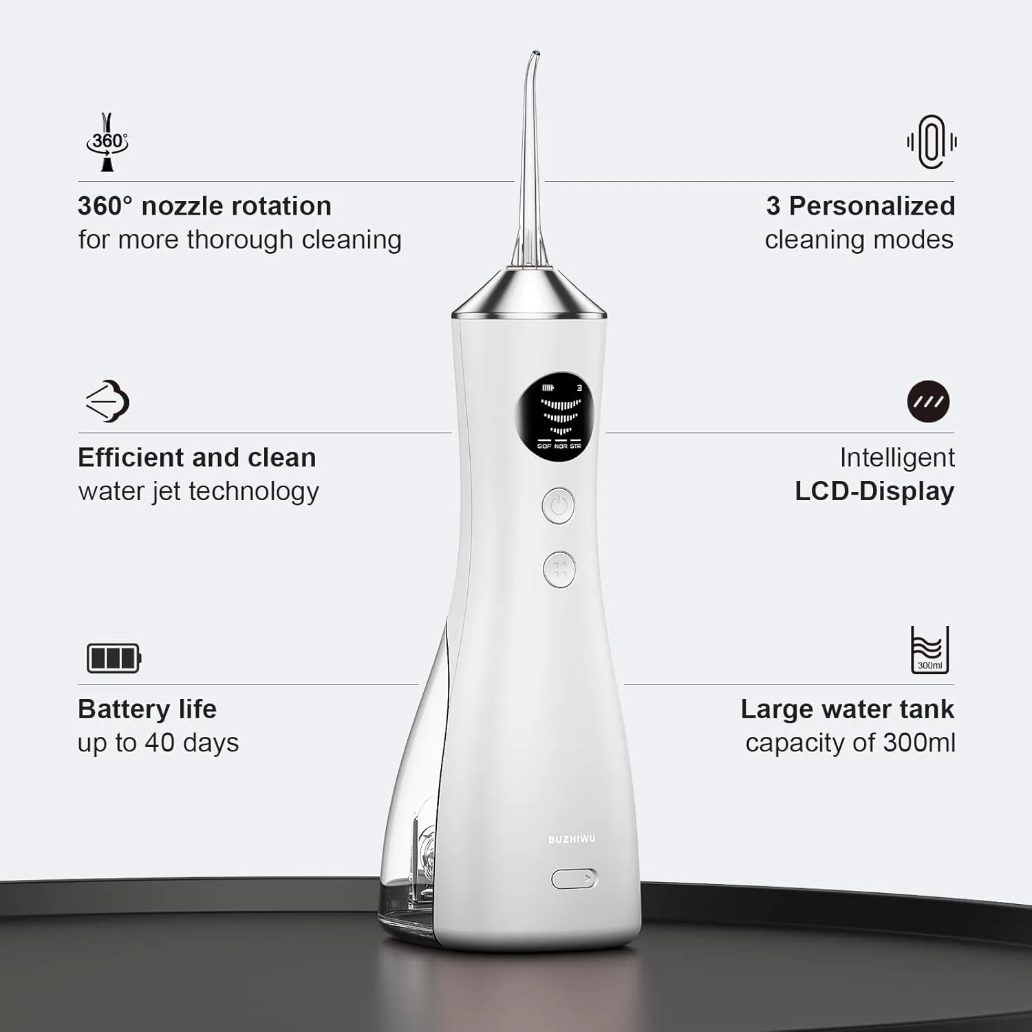 Water Dental Flosser, Protable Cordless Water Flosser with 300ML Rechargeable Travel Irrigation Cleaner, IPX7 Waterproof Electric Flossing for Teeth
