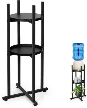 Water Dispenser Stand 5 Gallon Water Jug Stand Sturdy Water Stand(32.8" Hight-11.2" Wide) Water Jug Stand with 2 Round Shelfs for 1-5 Gallon Water Bottles/Crocks, Water Jug and Plant Stand