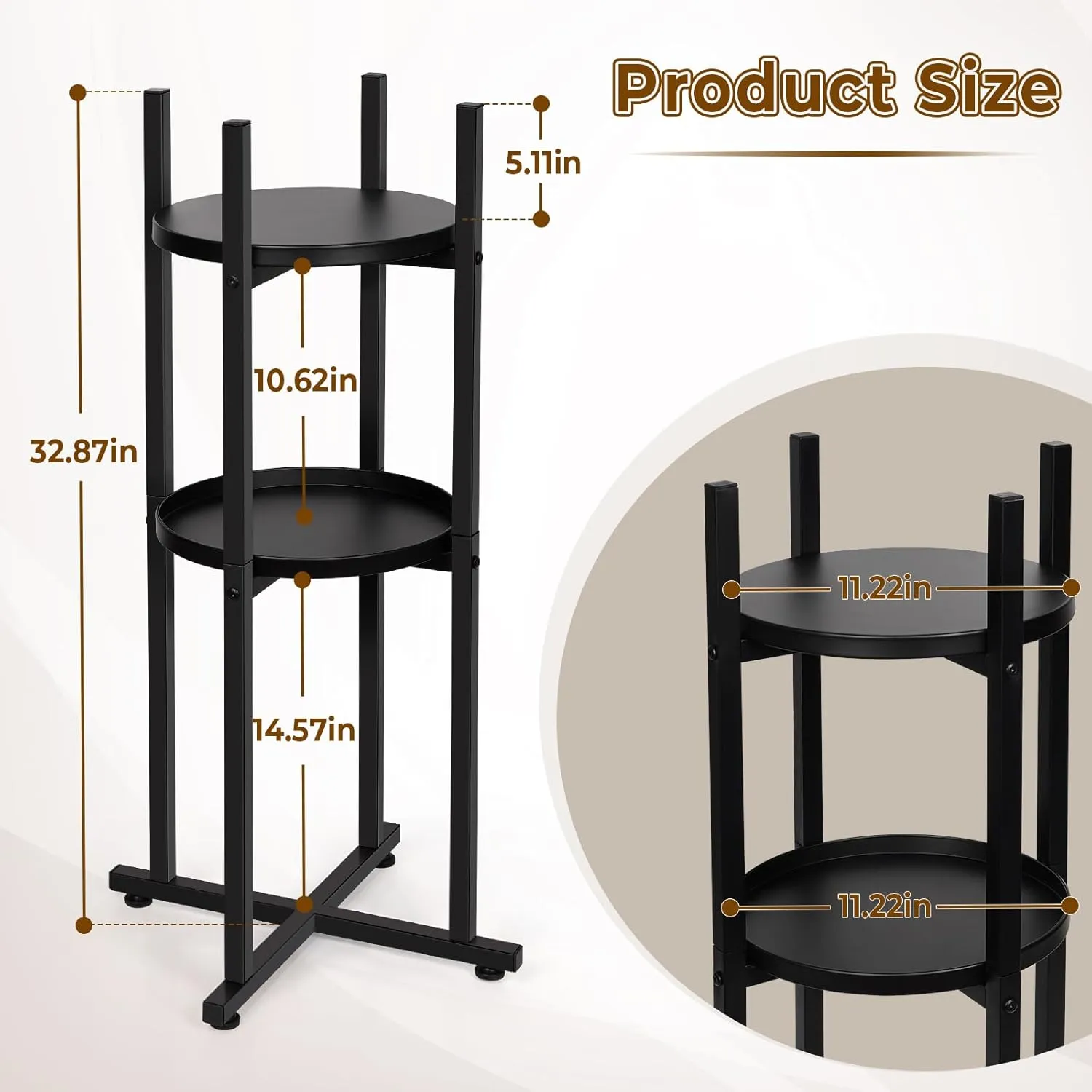 Water Dispenser Stand 5 Gallon Water Jug Stand Sturdy Water Stand(32.8" Hight-11.2" Wide) Water Jug Stand with 2 Round Shelfs for 1-5 Gallon Water Bottles/Crocks, Water Jug and Plant Stand
