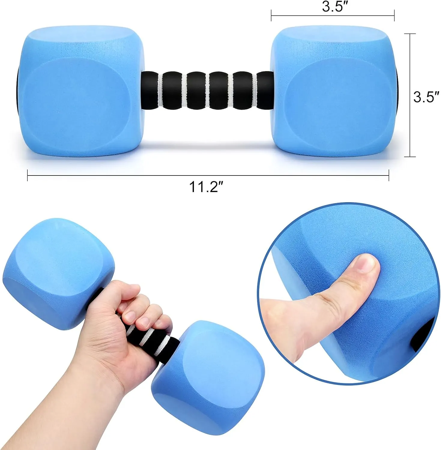 Water Dumbbells, 2Pack Aquatic Exercise Dumbbells, EVA Foam Barbells for Men Women Water Workouts