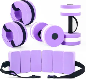 Water Dumbbells Aquatic Exercise Combo Set, High Density Water Weight Set, Swimming Belt, Swim Aquatic Cuffs for Swim Fitness Training Water Exercise