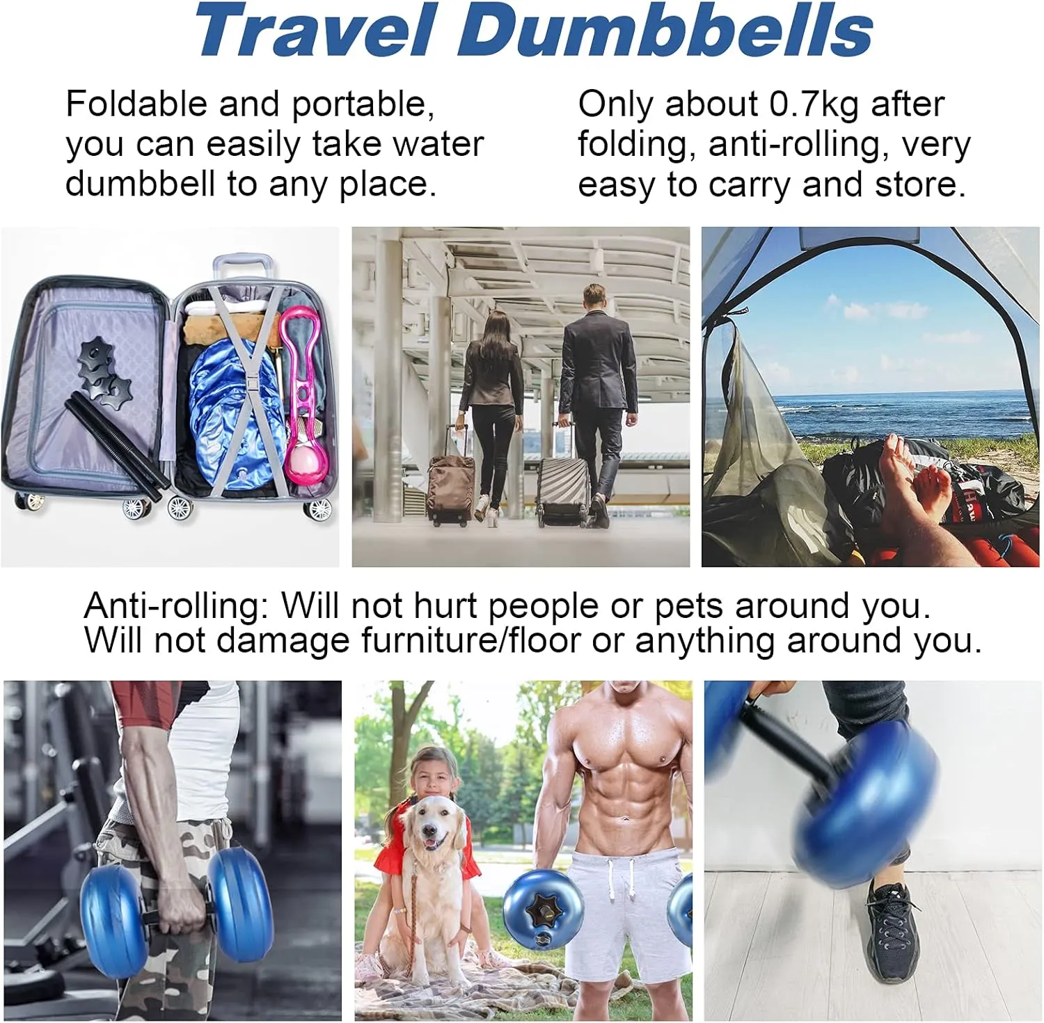 Water Filled Dumbbells Set - Water Filled Weights - Portable Travel Weights - Weights Adjustable Dumbbells - Portable Fitness Equipment - Strength Training - Fitness and Shaping