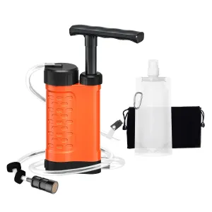 Water Filter Pump, 0.01 Micron 5-Stage Water Filter,Portable Outdoor Emergency and Survival Gear - Camping, Hiking, Backpacking (K8188-Orange)