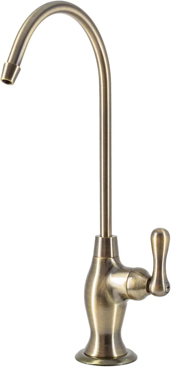 Water Filtration Faucet Reverse Osmosis Non Air Gap Drinking Water Filtration System Water Dispenser Spout (Antique Brass) Vase Style with Drinking Water Faucet Wrench RO-FW148