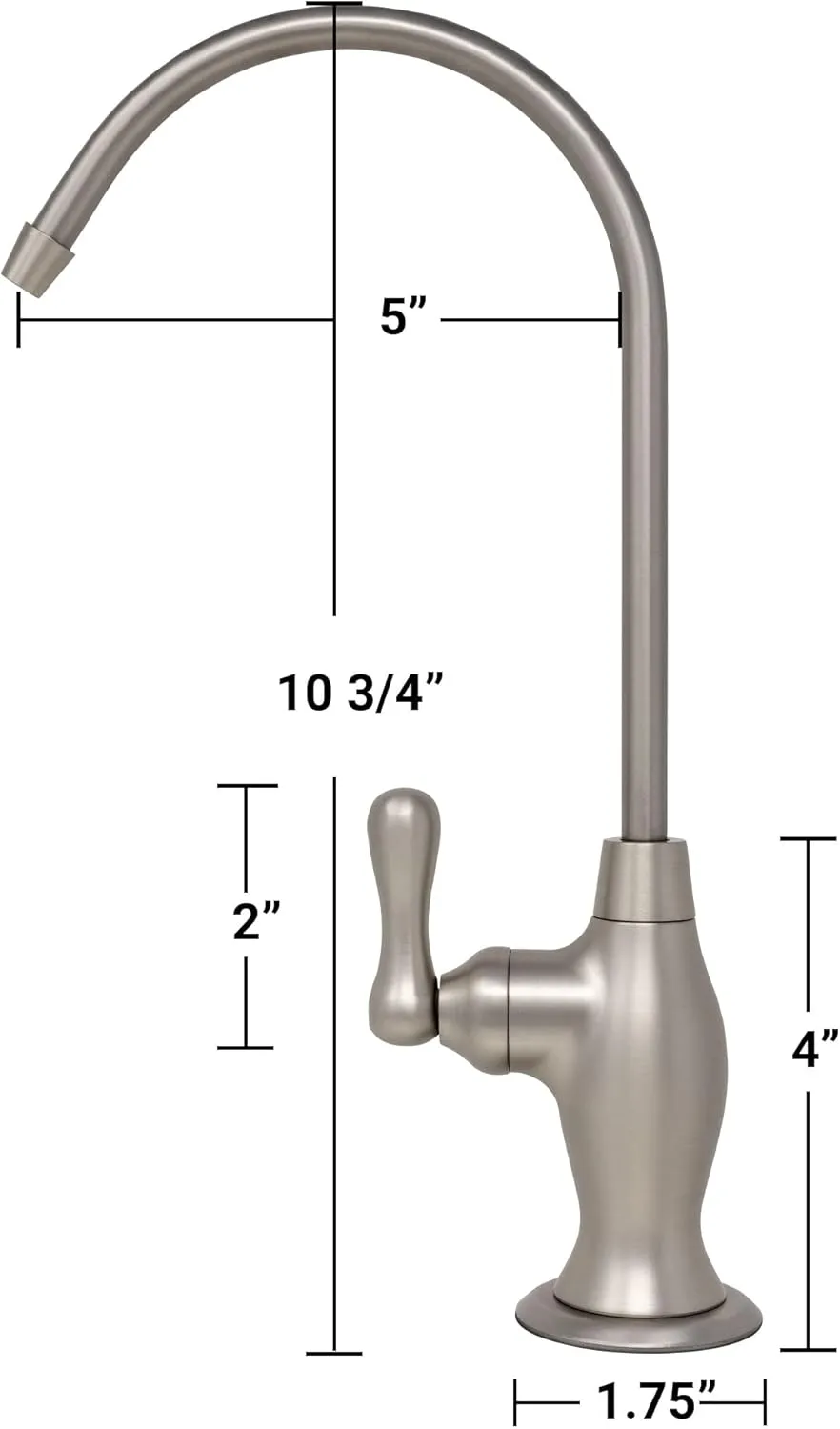 Water Filtration Faucet Reverse Osmosis Non Air Gap Drinking Water Filtration System Water Dispenser Spout (Brushed Nickel) Vase Style with Drinking Water Faucet Wrench RO-FW148