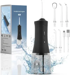 Water Flosser - Cordless Portable Oral Irrigator with 2000mAh Battery, 4 Nozzle Types, 4 Cleaning Modes, 265ml Water Tank, IPX7 Waterproof