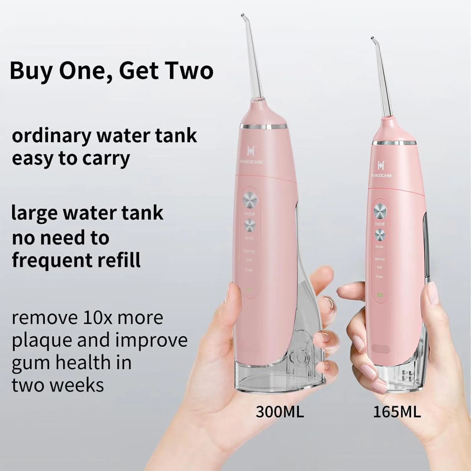 Water Flosser Equipped with Two Water Tanks for Home and Travel,3 Modes Dental Oral Irrigator,Portable,IPX7 Waterproof,Powerful Battery Life, Water Dental Flossers for Teeth (Pink)