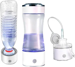 Water Purifiers, Hydrogen Rich Water Bottle Portable Hydrogen Water Generator SPE & PEM Technology Ionizer Make Hydrogen Content Up to 1300-1600 PPB with H2 Inhale Kit, Mineral Water Adapter 330Ml