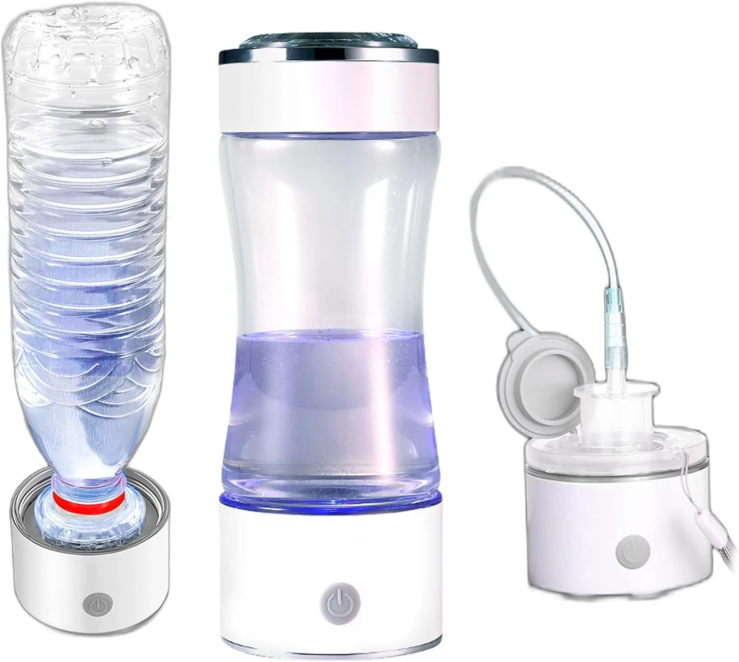 Water Purifiers, Hydrogen Rich Water Bottle Portable Hydrogen Water Generator SPE & PEM Technology Ionizer Make Hydrogen Content Up to 1300-1600 PPB with H2 Inhale Kit, Mineral Water Adapter 330Ml