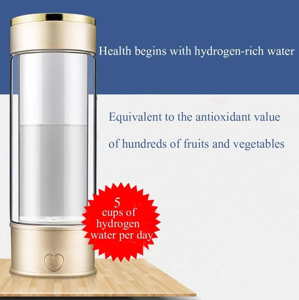 Water Purifiers, Portable Hydrogen Water Bottle Hydrogen Rich Water Maker Ionizer 3 Mins High Concentration Discharge Ozone and Chlorine Make Hydrogen Content Up to 1000-1200 PPB 430ML