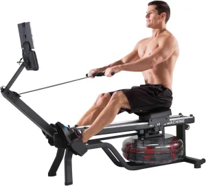 Water Rowing Machines for Home Use, Foldable Rower Machine with Digital Monitor, Wide Ergonomic Seating and Tablet Holder, App Compatible