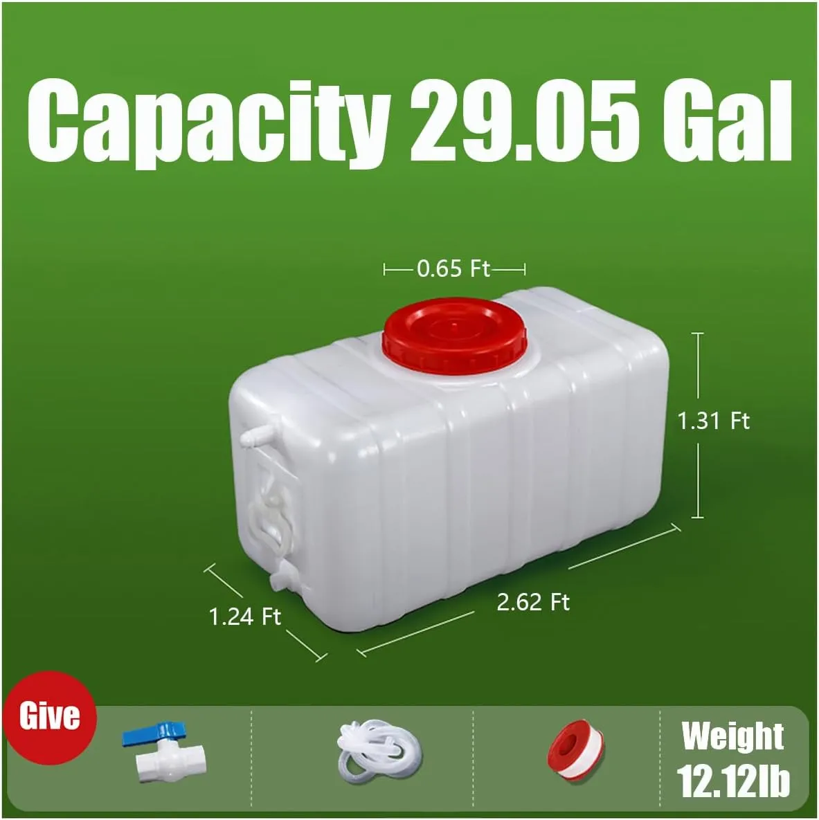 Water Tank Drop-Resistant Plastic，Portable Horizontal Plastic Water Storage Container with Faucet for Household Water Camping Outdoor Self-Driving(Size:29 Gal)