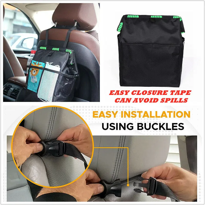 Waterproof Car Trash Bag Litter Can Garbage Waste Bin Seat Organizer Storage Box