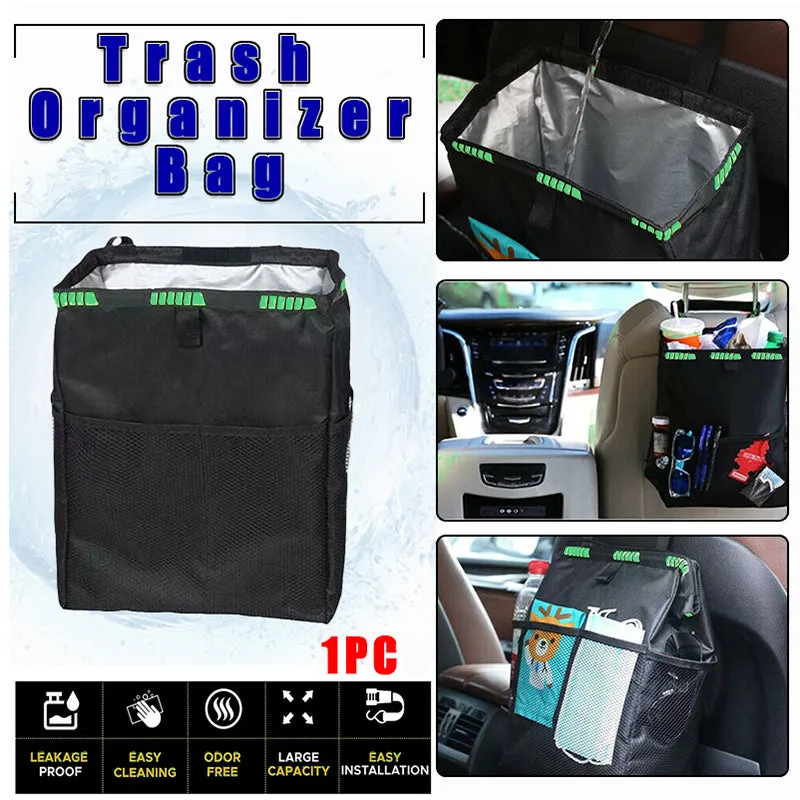Waterproof Car Trash Bag Litter Can Garbage Waste Bin Seat Organizer Storage Box