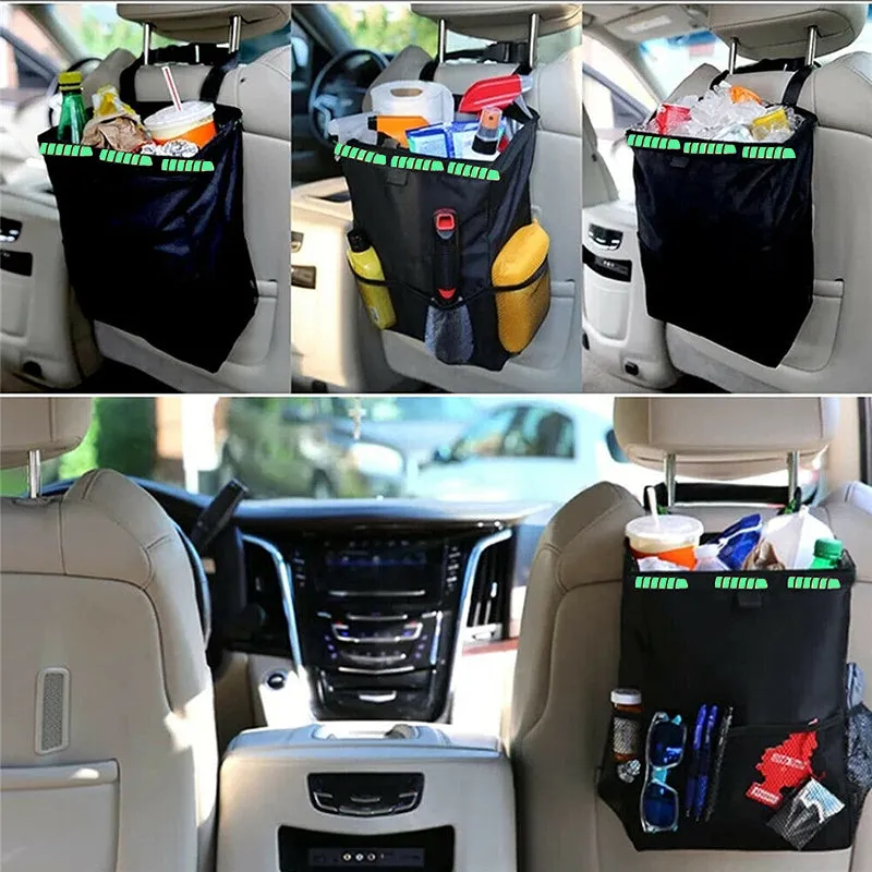 Waterproof Car Trash Bag Litter Can Garbage Waste Bin Seat Organizer Storage Box