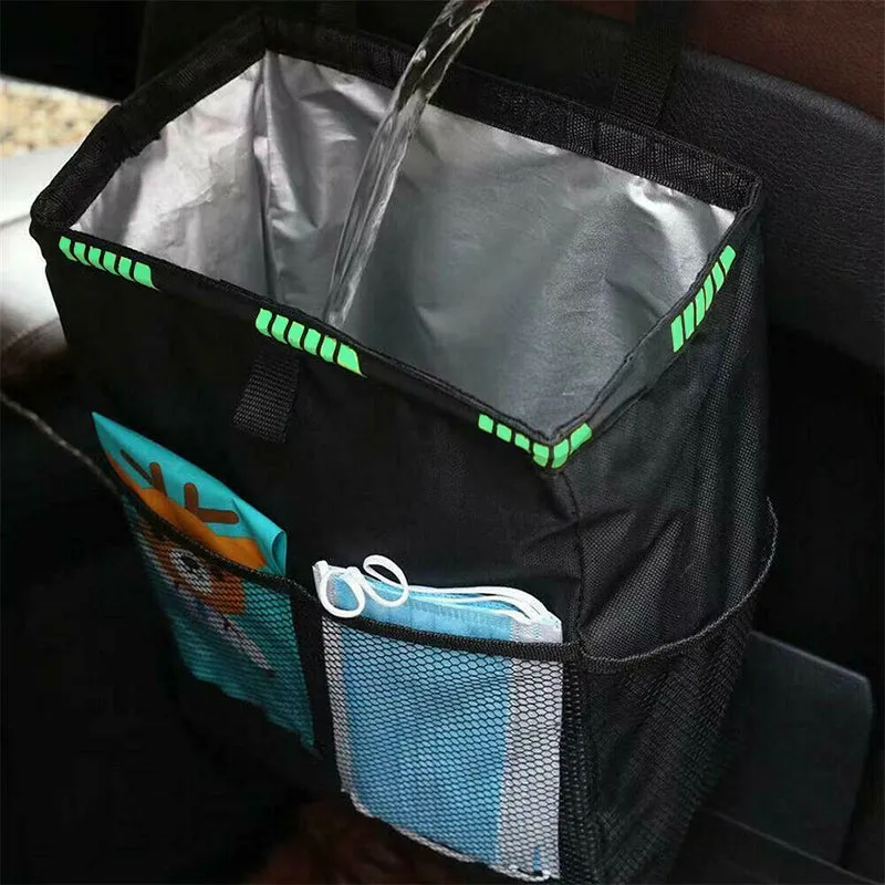Waterproof Car Trash Bag Litter Can Garbage Waste Bin Seat Organizer Storage Box