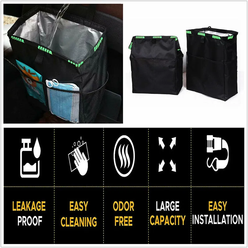 Waterproof Car Trash Bag Litter Can Garbage Waste Bin Seat Organizer Storage Box