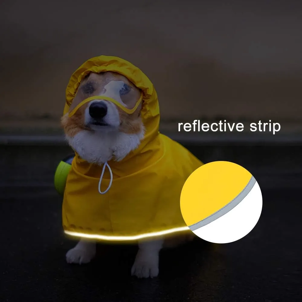 Waterproof Dog Rain Jacket with Hood - Reflective Strip, Adjustable Belly Strap, Lightweight Poncho with Storage Bag (Large, Yellow)