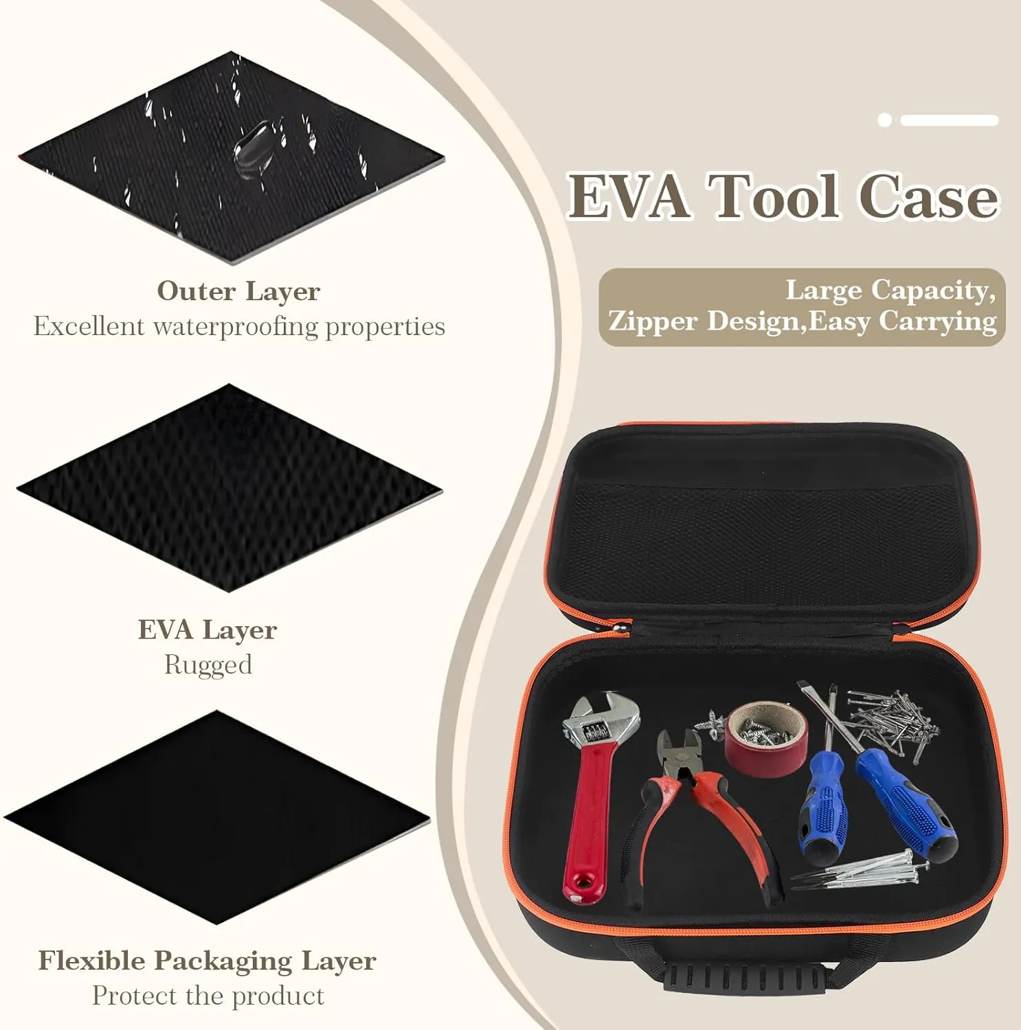 Waterproof Tool Bag,Shockproof Tool Box,Hard Travel Storage Carrying Protective Case for Cordless Drill/Driver,Fabric Accessory Storage Case for Electric Grinder Drill Convenient