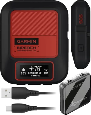 Wearable4U - Garmin in Reach Messenger Plus, with Photo, Text & Voice Messaging Wothout Cell Service SOS Satelite Communicator (IPX7), Temp-Resistant | PowerBank Bundle