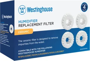Westinghouse Humidifier Replacement Filter - Set of 4 Ceramic Ball Filters with Honeycomb Filtertrap System and Soft and Healthy Mist - Maintains Clean and Breathable Air
