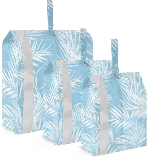 White Leafage Travel Storage Bag with Lanyard - Portable Lightweight Classified Storage Bag with Zipper, Dust and Waterproof Travel Packing Cube for Suitcase,3 Pieces