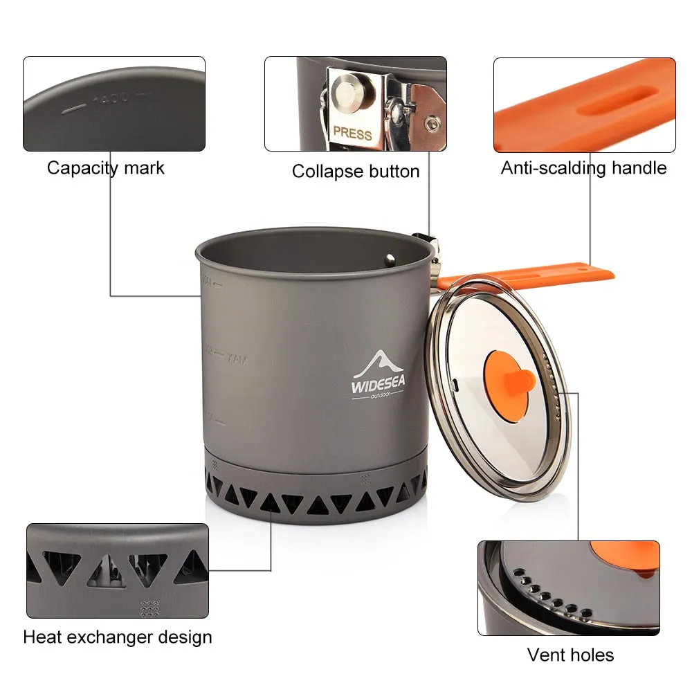 Widesea Outdoor Tableware for Camping 1.6L Pot