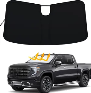 Windshield Sun Shade for 2023-2025 Chevy Silverado 1500/GMC Sierra 1500, 2024-2025 Silverado/Sierra 2500HD 3500HD & 2022-2025 Refreshed Models,UV Protection,Foldable Sunshade with Storage Pouch