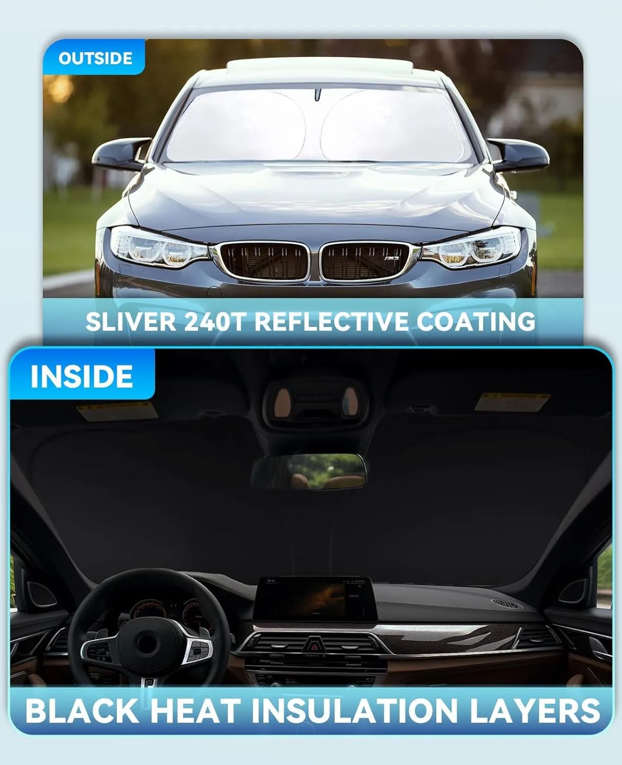 Windshield Sun Shade Sunshades for 2018-2023 2024 2025 Buick Enclave Windshield Cover Custom-fit for Enclave Accessories Foldable Front Window Shield Protect Car from Sun Rays Block Heat