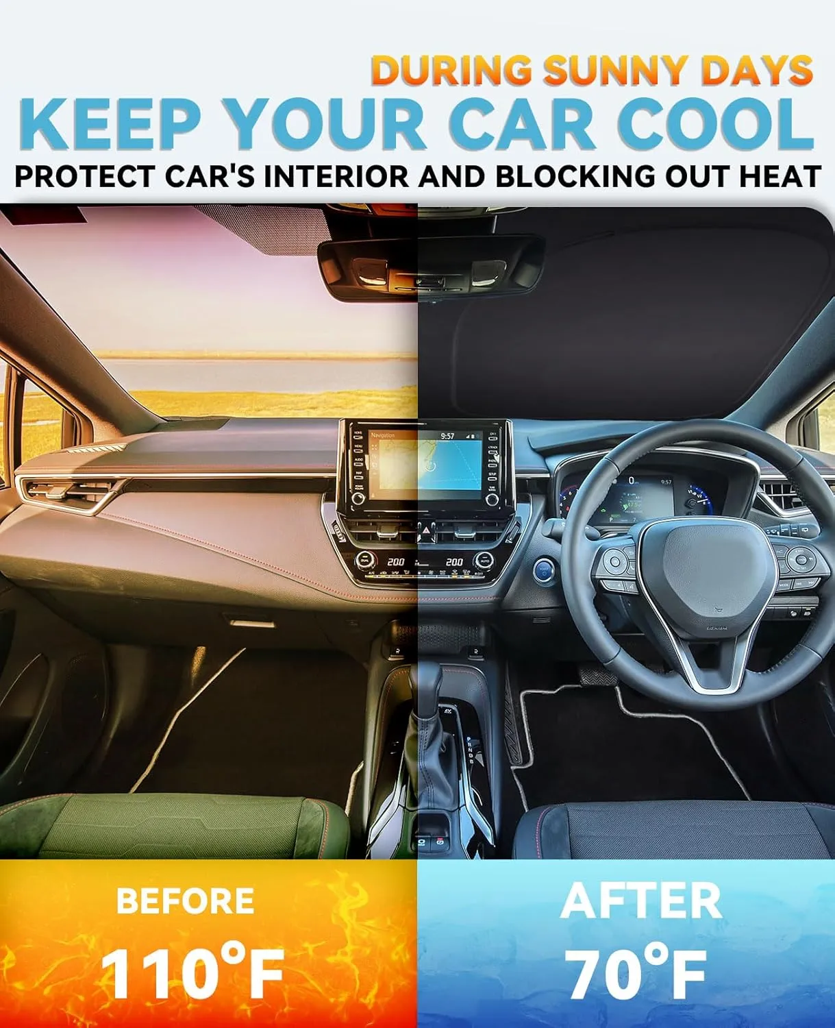 Windshield Sun Shade Sunshades for 2018-2023 2024 2025 Buick Enclave Windshield Cover Custom-fit for Enclave Accessories Foldable Front Window Shield Protect Car from Sun Rays Block Heat