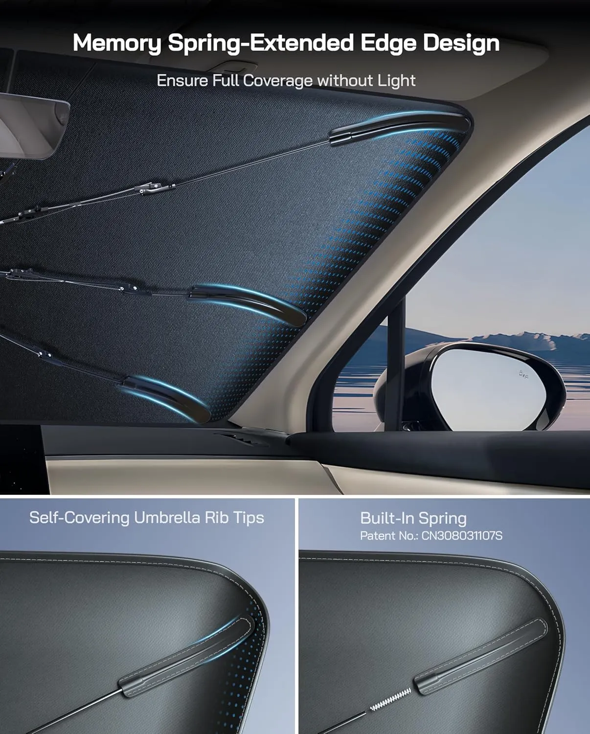Windshield Sun Shade Umbrella for Subaru Forester 2014-2024. Foldable Umbrella Sunshade with Silver Heat Shield to Keep Cool UDS