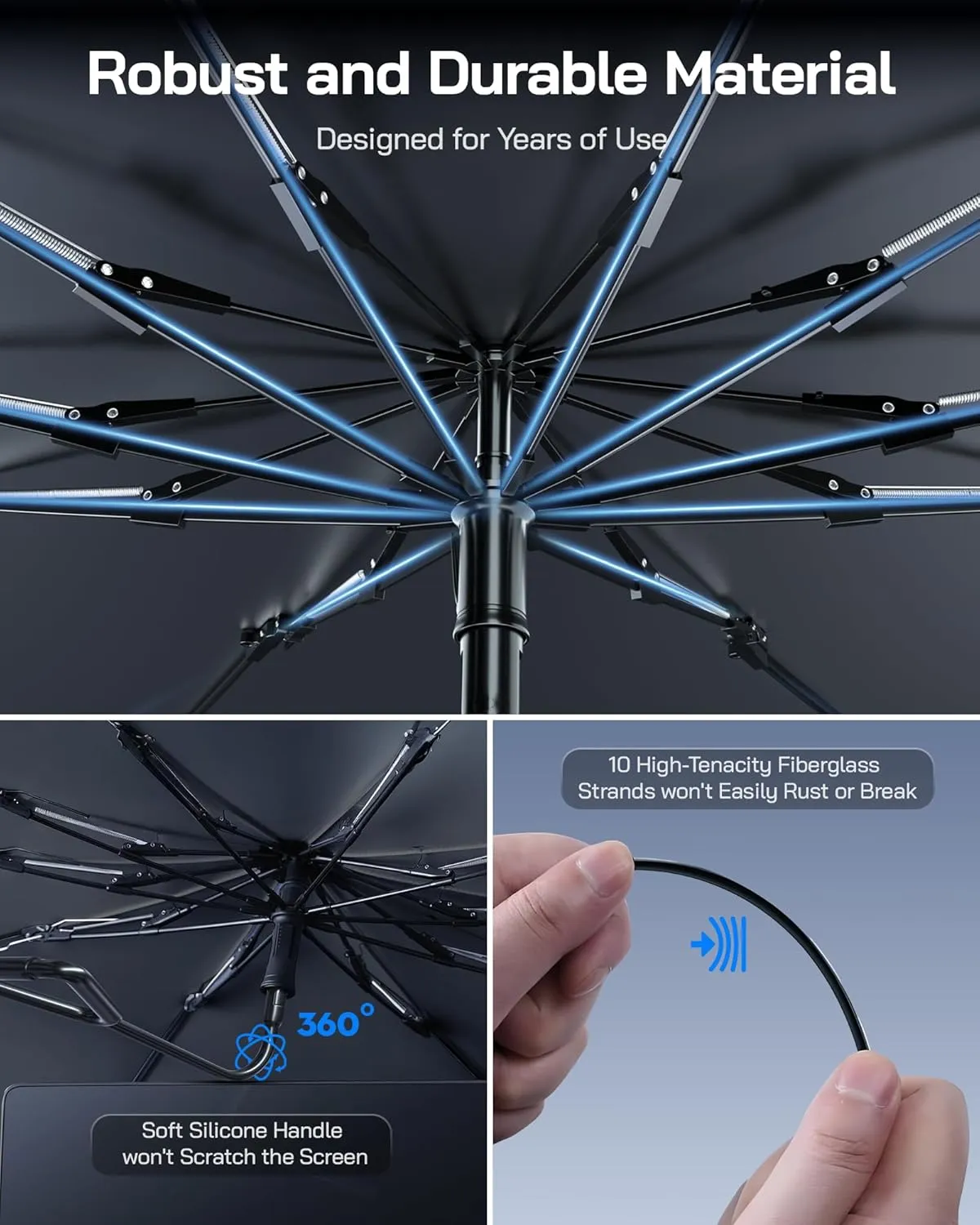 Windshield Sun Shade Umbrella for Subaru Forester 2014-2024. Foldable Umbrella Sunshade with Silver Heat Shield to Keep Cool UDS