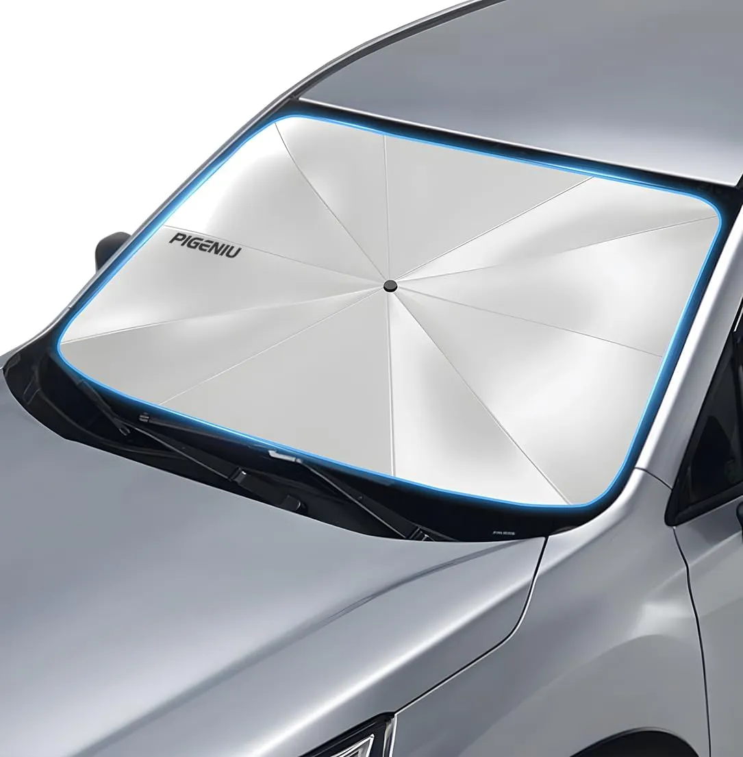 Windshield Sun Shade Umbrella for Subaru Forester 2014-2024. Foldable Umbrella Sunshade with Silver Heat Shield to Keep Cool UDS