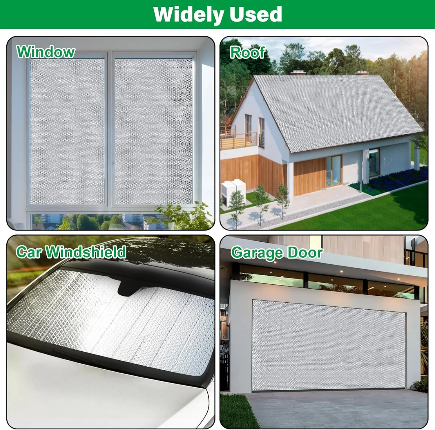 winemana Window Insulation Roll, 48IN x 20FT Reflective Heat Shield Bubble Film, Double-Sided Aluminum Foil Insulation, Weatherproof Garage Door Cover for Windows, RV, Basement, Winter & Summer
