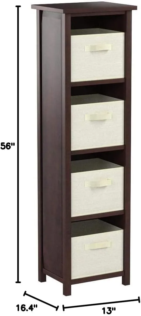 Winsome Verona Storage/Organization, 4 Small, Walnut/Beige