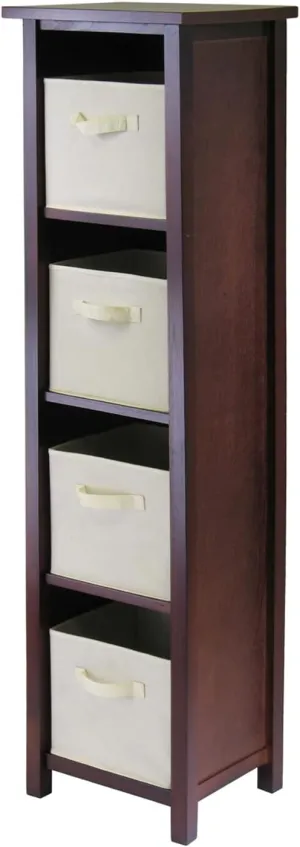 Winsome Verona Storage/Organization, 4 Small, Walnut/Beige