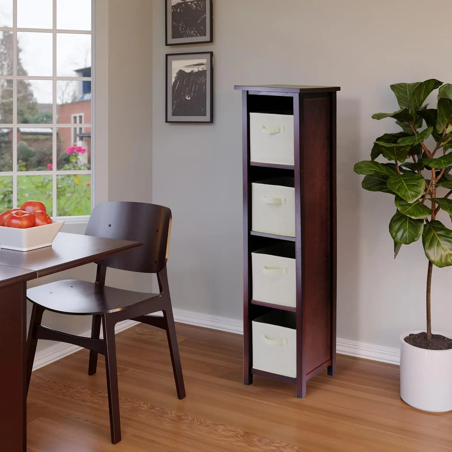 Winsome Verona Storage/Organization, 4 Small, Walnut/Beige