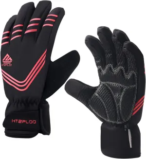 Winter Gloves Waterproof&Windproof with Shock-Absorbing Pad Anti-Slip Insulated Warm Gloves for Cycling Running Hiking Skiing