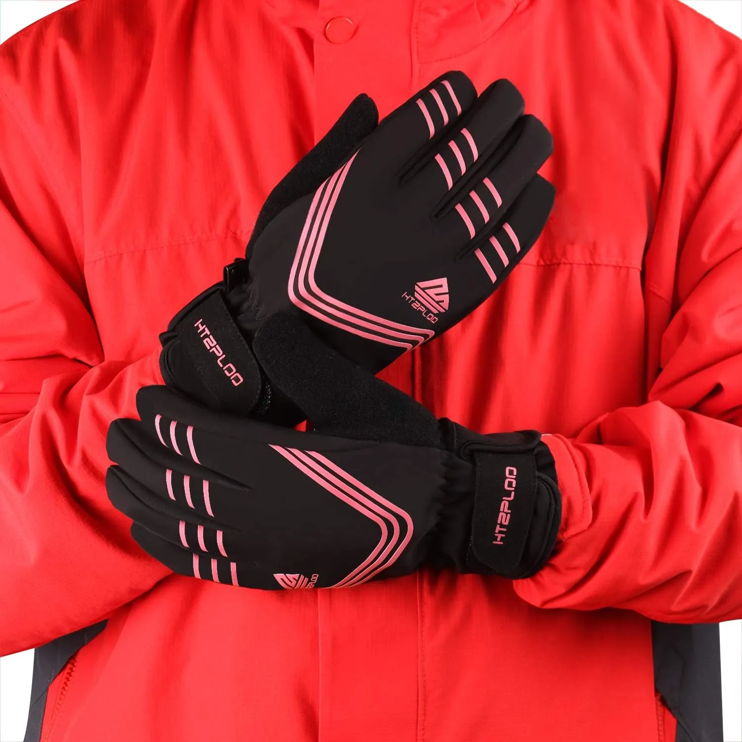 Winter Gloves Waterproof&Windproof with Shock-Absorbing Pad Anti-Slip Insulated Warm Gloves for Cycling Running Hiking Skiing