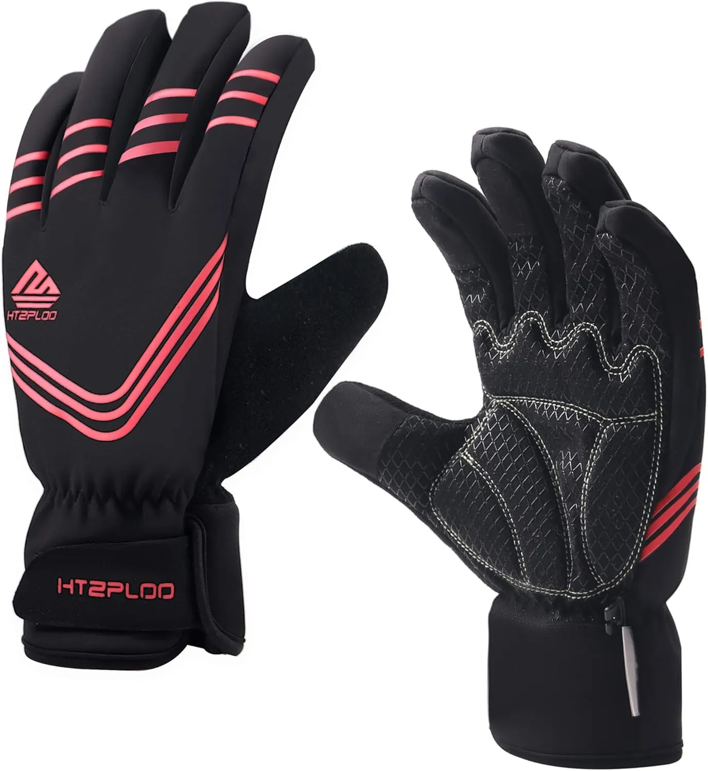 Winter Gloves Waterproof&Windproof with Shock-Absorbing Pad Anti-Slip Insulated Warm Gloves for Cycling Running Hiking Skiing