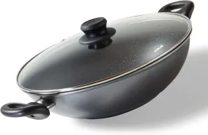 Wok 28 cm with Glass Lid Suitable for Induction Cookers