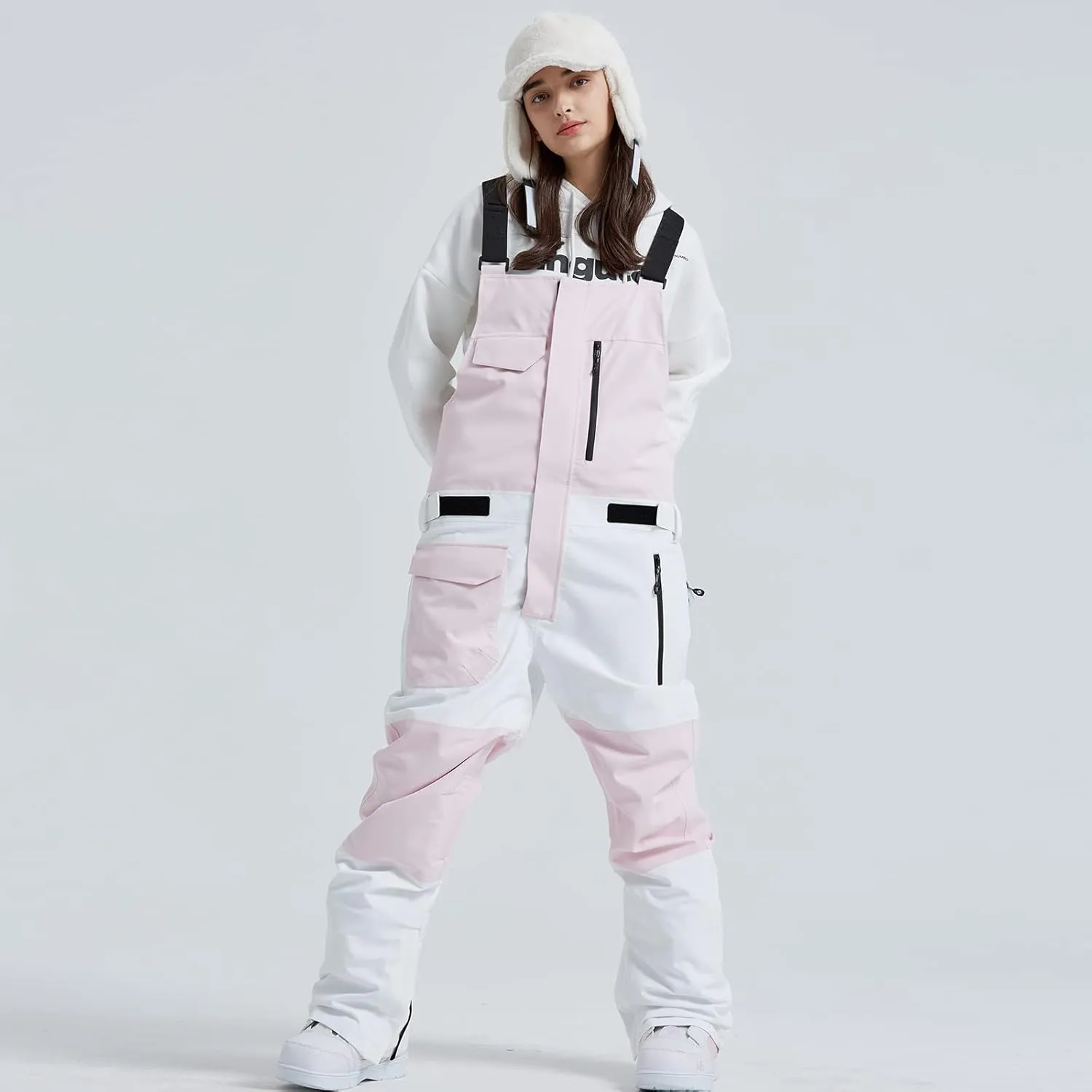 Women and Men's Ski Overalls Waterproof Snow Bibs Ski Pants Windproof Insulated Overalls Pants Outdoor Snowboard Pant