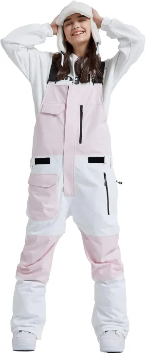 Women and Men's Ski Overalls Waterproof Snow Bibs Ski Pants Windproof Insulated Overalls Pants Outdoor Snowboard Pant