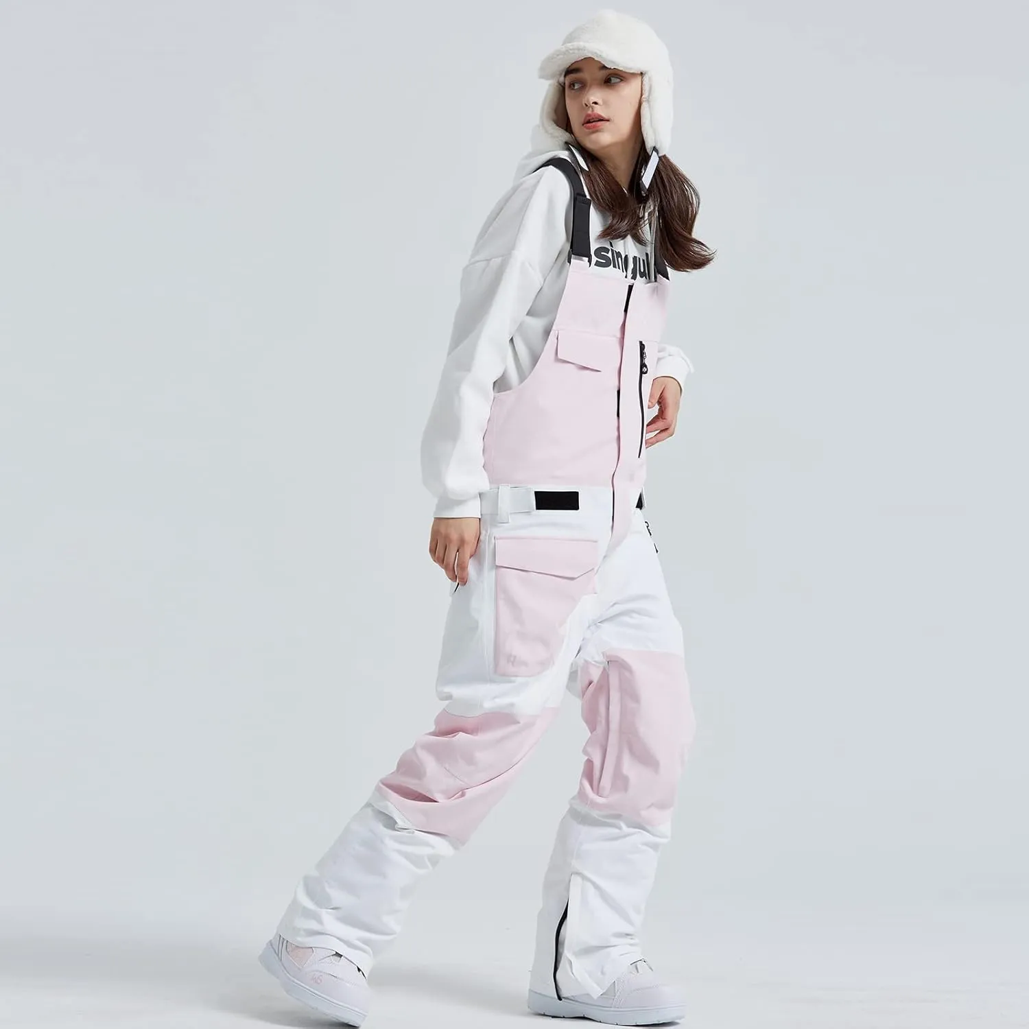 Women and Men's Ski Overalls Waterproof Snow Bibs Ski Pants Windproof Insulated Overalls Pants Outdoor Snowboard Pant