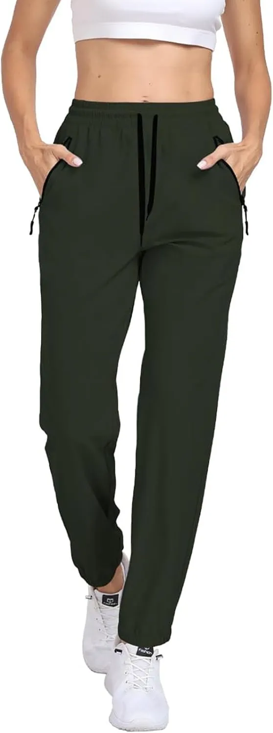 Womens Hiking Pants Waterproof Quick Dry Elastic Waist Drawstring Sweatpants UPF 50  Lightweight Travel Casual