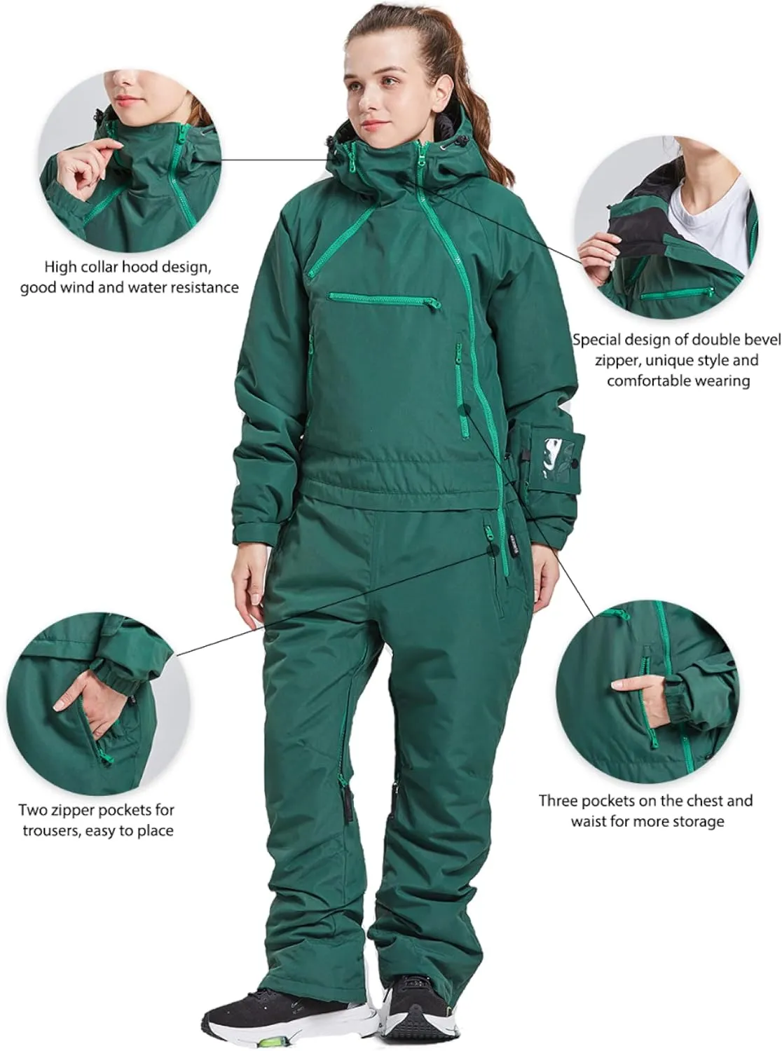 Womens One Pieces Ski Suits Jumpsuits Snowsuits Snowboard Winter Outdoor Waterproof Jackets