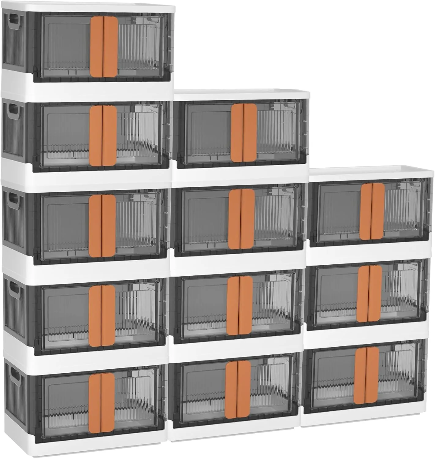 Wondersome Collapsible Storage Bins - 12-Pack of Large 8.5-Gallon/33.8-Quart Stackable Wheeled Clothing, Shoe, Bedroom, Office Organizer - Foldable Containers and Assembles in Second - US-Based Brand