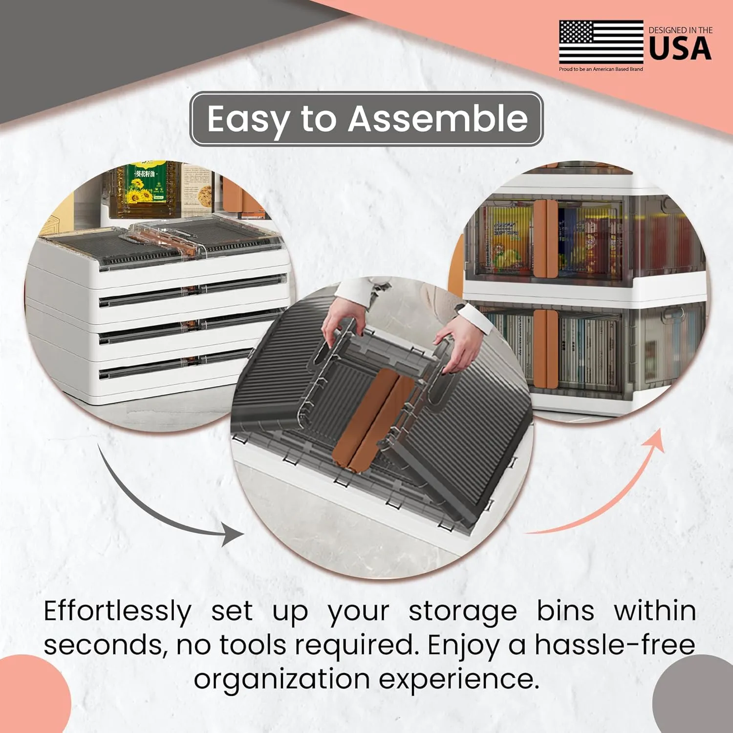 Wondersome Collapsible Storage Bins - 3-Pack of Extra-Large 19-Gallon/76-Quart Stackable Wheeled Clothing, Shoe, Bedroom, Office Organizer - Foldable Containers - Assembles in Second - US-Based Brand