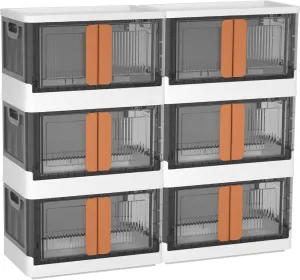 Wondersome Collapsible Storage Bins - 6-Pack of Large 8.5-Gallon/33.8-Quart Stackable Wheeled Clothing, Shoe, Bedroom, Office Organizer - Foldable Containers and Assembles in Second - US-Based Brand