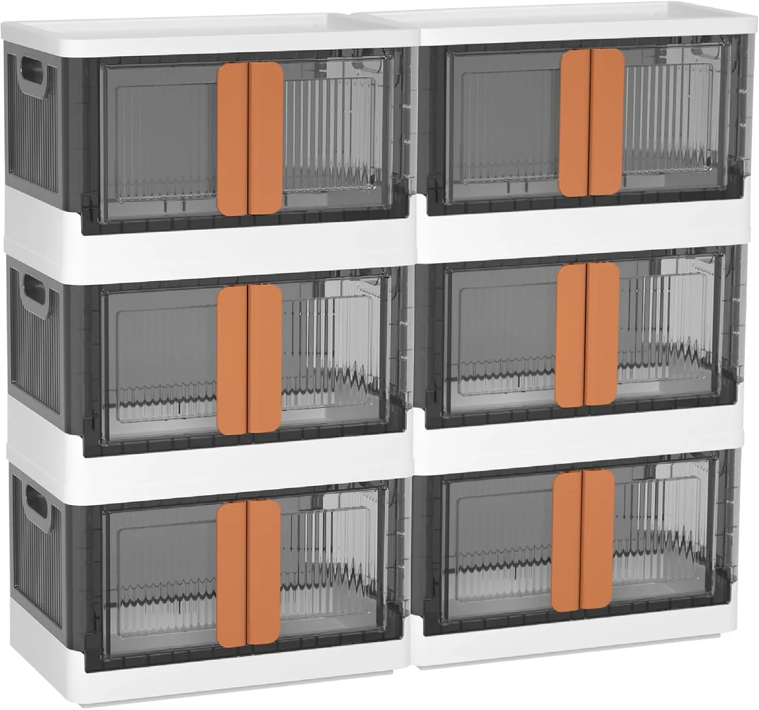 Wondersome Collapsible Storage Bins - 6-Pack of Large 8.5-Gallon/33.8-Quart Stackable Wheeled Clothing, Shoe, Bedroom, Office Organizer - Foldable Containers and Assembles in Second - US-Based Brand